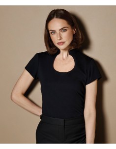 K-KK755-Women`s Regular Fit Keyhole Neck Top 2